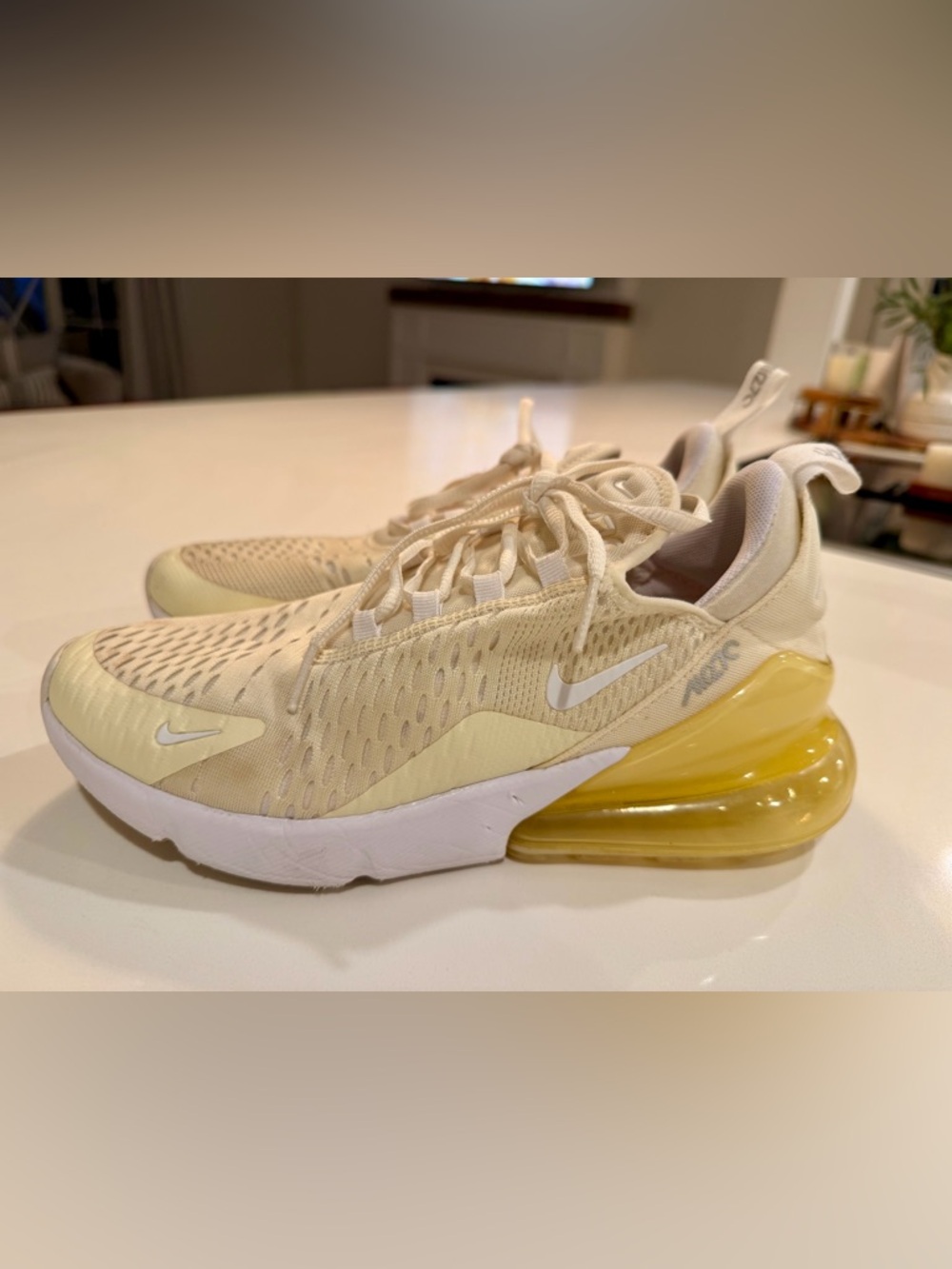 Nike Air Max 270 Women's Sneakers - Summit White & Pale Yellow - Picture 2 of 8
